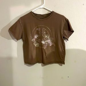 Brown Floral peace crop top